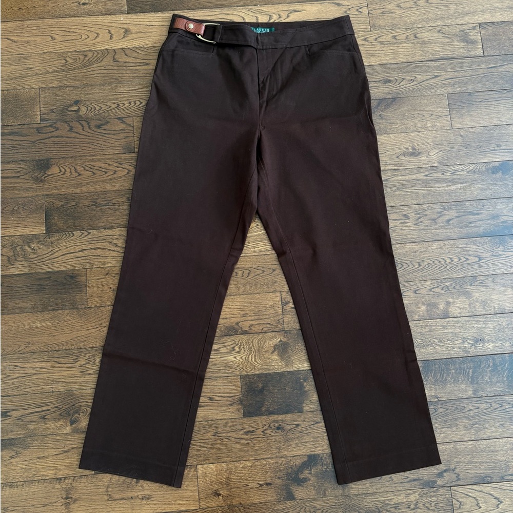 Lauren Ralph Lauren Straight-Leg Pants in Dark Brown Size 10P